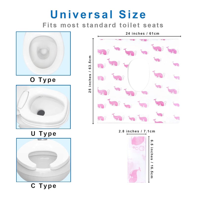 CHFONG 21 Pack Toilet Seat Covers Disposable, Extra Large Disposable Toilet Seat Covers for Adults, Individually Wrapped Potty Training Liners with Non-Slip Adhesives for Kids in Home, Restrooms&Travel -Pink - Image 4